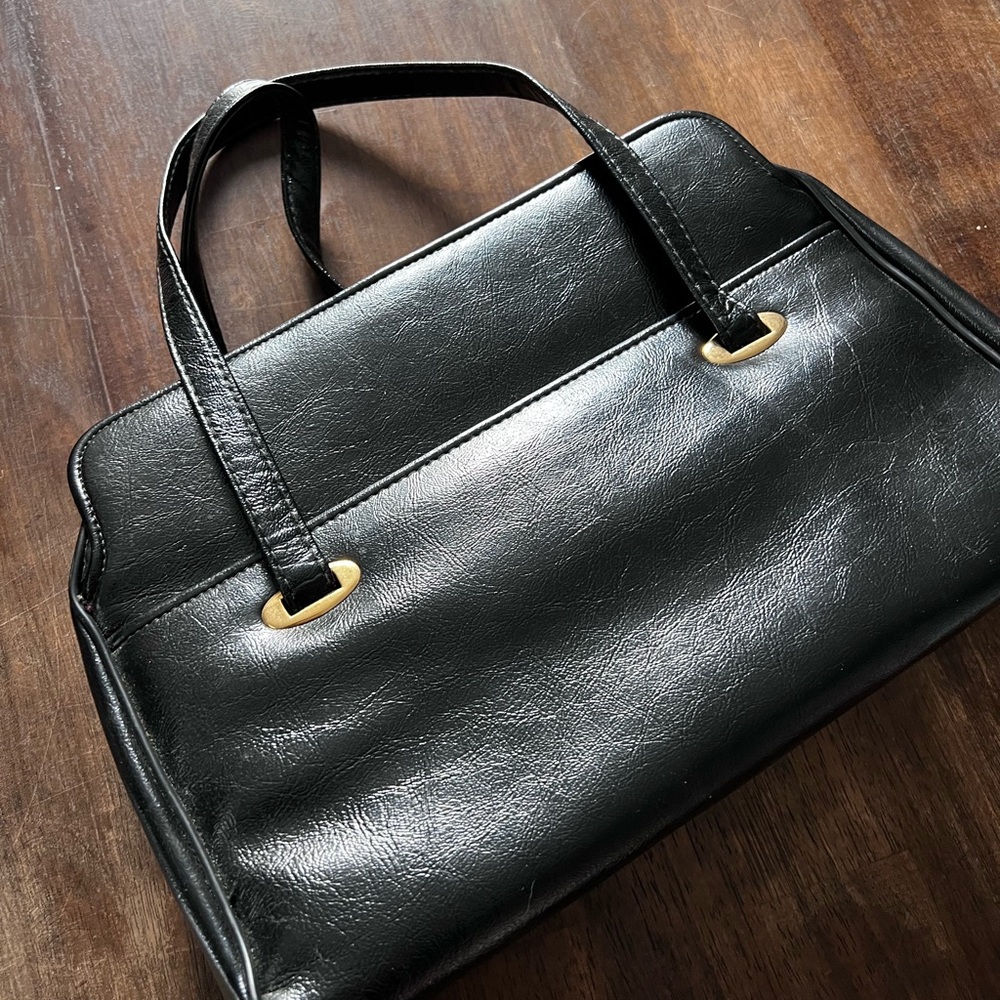 Vintage black vinyl purse